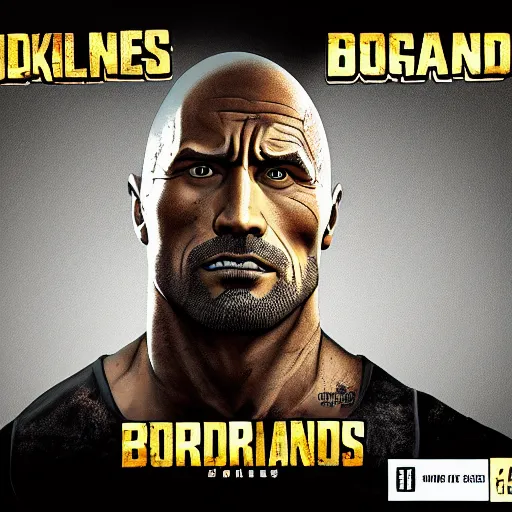 Image similar to dwayne douglas johnson portrait, borderlands, tales from the borderlands, the wolf among us, comic, cinematic lighting, studio quality, 8 k