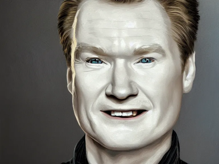 Image similar to close - up portrait of conan o'brien, painting by jose malhoa, high detail, high resolution