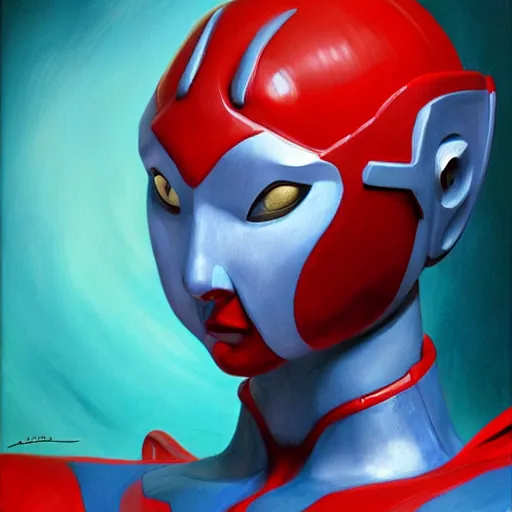 Image similar to realistic Portrait painting of a Galatea as Ultraman. made by Gustave Courbet, physical painting, Sharp focus,digital art, bright colors,fine art, trending on Artstation, unreal engine.
