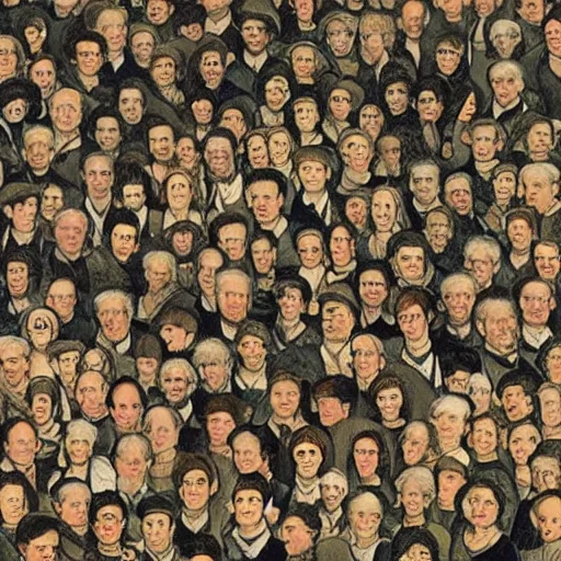 Image similar to a photo of where's wally, by edward burne jones