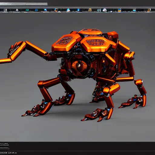 Image similar to hexapod beast, convex, kitbashing, robot, unreal engine, 4 k