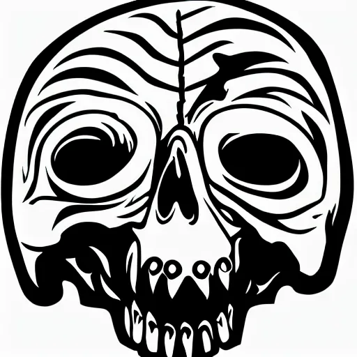 Prompt: nice svg sticker art of a Zombie Skull Brains, Screaming, View, svg illustration, Sticker Art