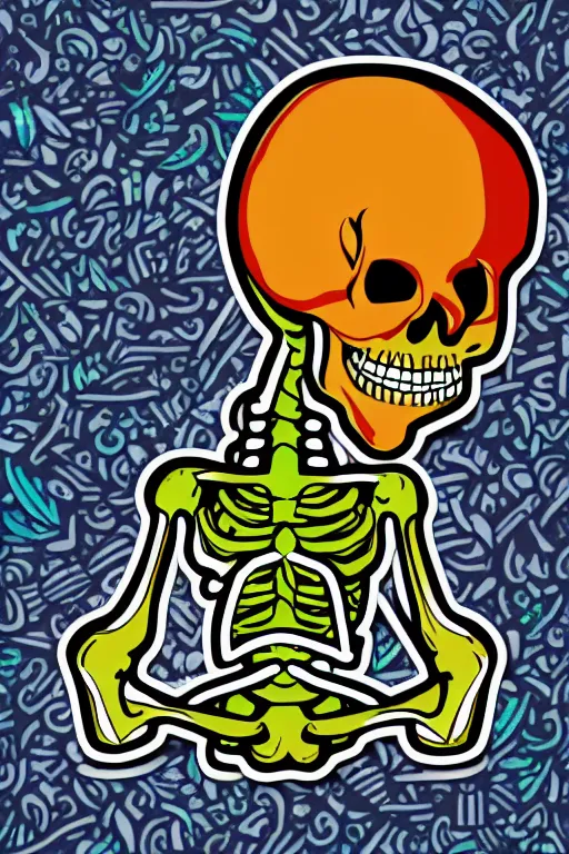 Image similar to Weed smoking skeleton, sticker, andromorphic, colorful, illustration, highly detailed, simple, smooth and clean vector curves, no jagged lines, vector art, smooth