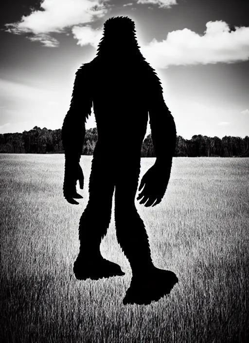 Image similar to bigfoot black and white portrait white sky in background