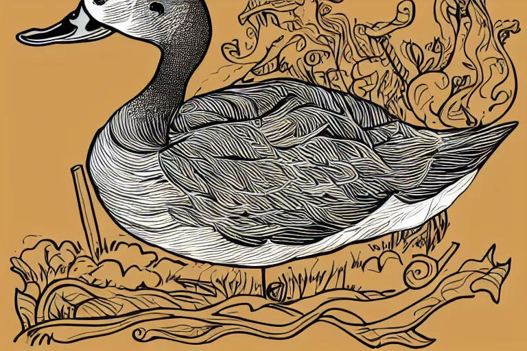 Image similar to a vector illustration of a smoking duck, highly detailed, elegant, intricate
