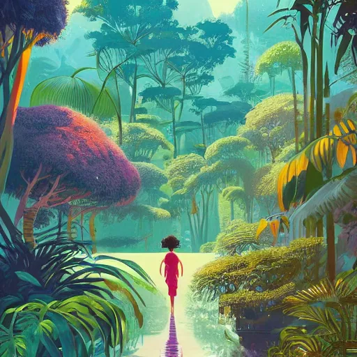 Image similar to painting of the jungle by victo ngai and malika favre, by rhads, makoto shinkai, madgwick, masterpiece, contest award winner