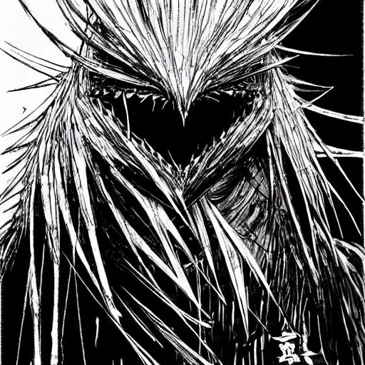 Image similar to Big Bird looking sinister, by Tsutomu Nihei, highly detailed