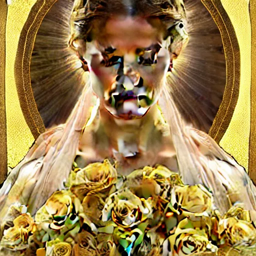 Prompt: perfectly detailed goddess princess of yellow roses!! blessed by nature with ever - increasing physical mental perfection, symmetrical! intricate, highly detailed, biblical divine holy perfection!! digital painting, artstation, concept art, smooth, sharp focus, illustration, art by artgerm and greg rutkowski and alphonse mucha