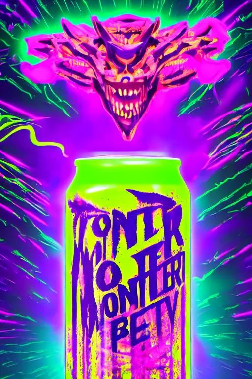 Image similar to monster energy brink, vivid colours, vaporwave lighting, trending on artstation and behance.