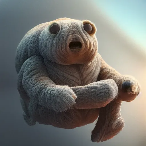 Image similar to Large tardigrade with fuzzy!!!!! fur!!!!!, trending on artstation, photorealistic imagery, heavily detailed, intricate, 4k, 8k, artstation graphics, artstation 3d render, artstation 3d, artstation unreal engine