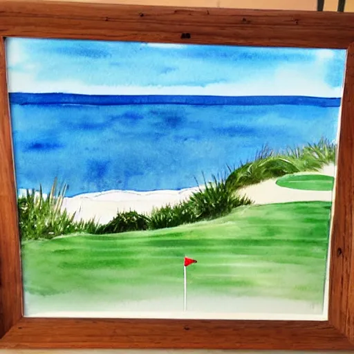 Image similar to watercolor golf course ocean