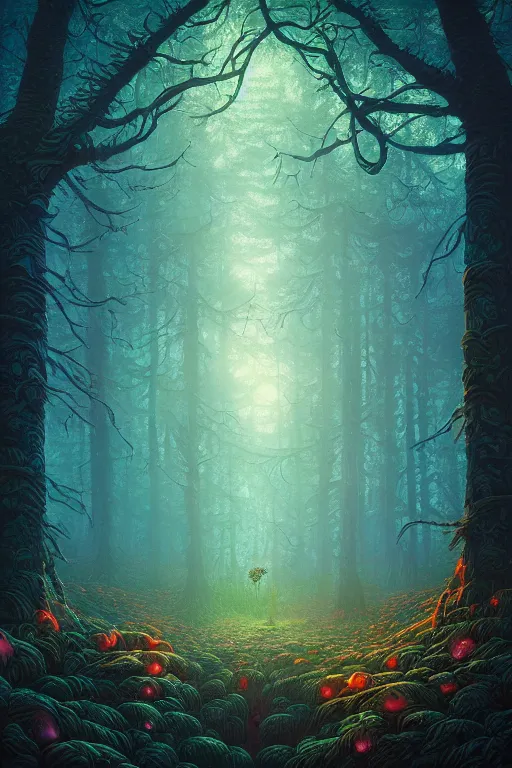 Image similar to fantasy forest. macro. dan mumford beeple. michael cheval. anato finnstark.