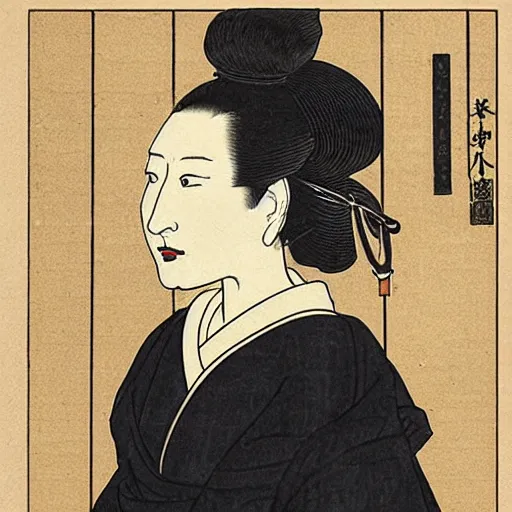 Prompt: portrait of cate blanchett in the style ok ukiyo-e