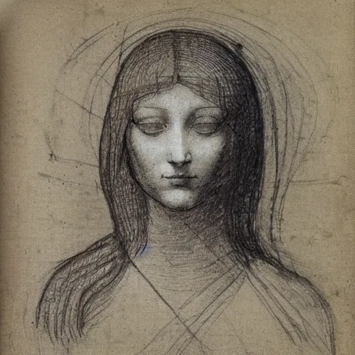 Prompt: sketch of a woman face by leonardo da vinci