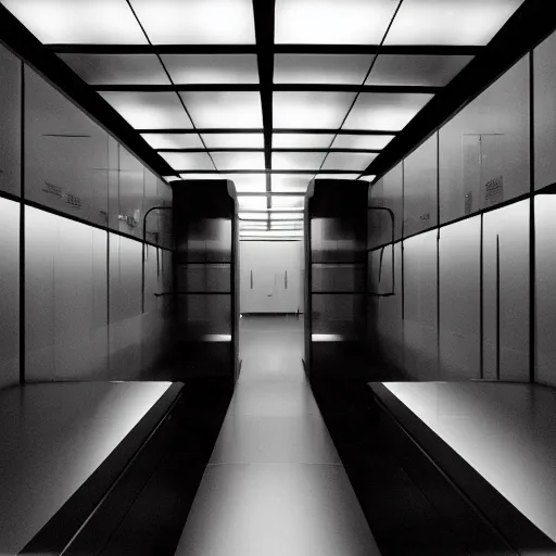 Image similar to decontamination chamber, modern art installation, moma, extremely detailed, black and white photograph