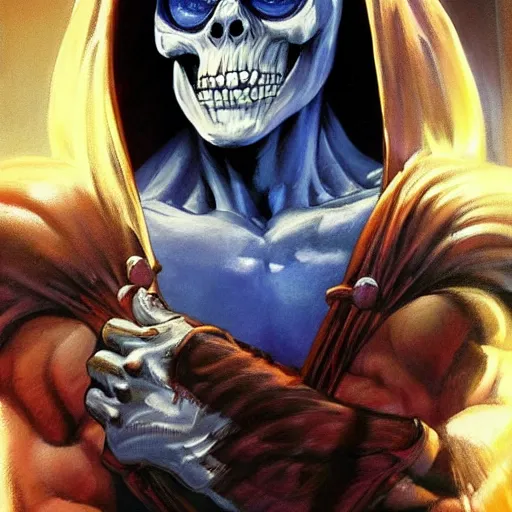 portrait painting of skeletor as batman, art by akira, Stable Diffusion