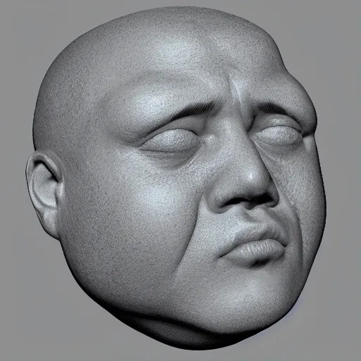 Image similar to blob with a detailed handsome face, 3 d render, rendered lighting