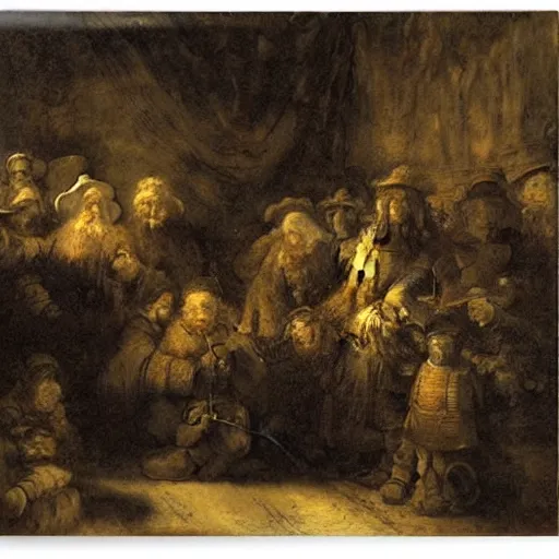 Prompt: the waiting room of doom by Rembrandt