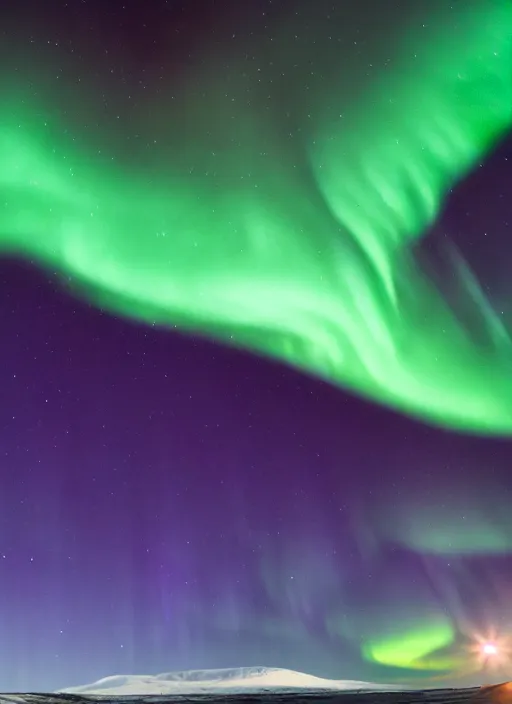 Prompt: northern lights in the night sky over iceland