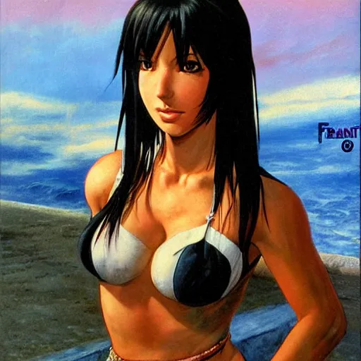 Prompt: tifa lockhart by frank franzetta