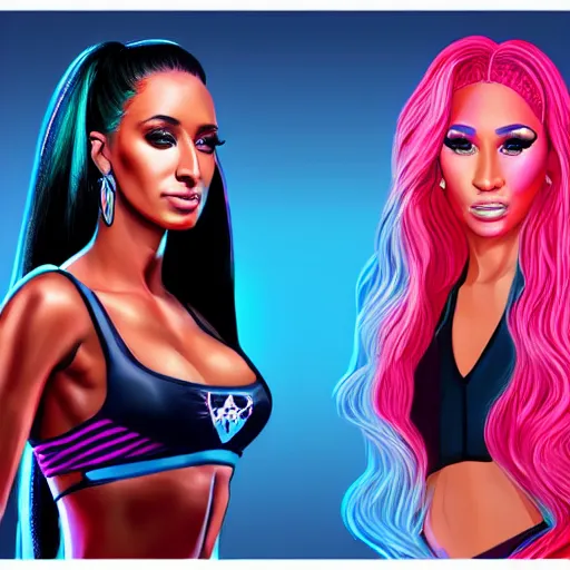 Prompt: carmella from wwe and nicki minaj, digital art, 8 k, artstation