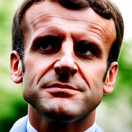 Image similar to big nose Emmanuel Macron, 50mm photography, high quality, 4K