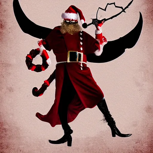 Prompt: satan claus with devil's tail, digital art