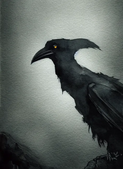 Prompt: portrait, Quote the Raven Nevermore, watercolor, dramatic lighting, cinematic, establishing shot, extremely high detail, foto realistic, cinematic lighting, pen and ink, intricate line drawings, by Yoshitaka Amano, Ruan Jia, Kentaro Miura, Artgerm, post processed, concept art, artstation, matte painting, style by eddie mendoza, raphael lacoste, alex ross