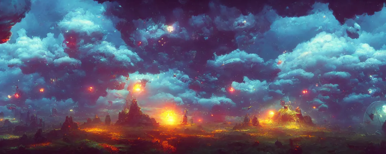 Prompt: ” tileable clouds, [ cinematic, detailed, epic, widescreen, opening, establishing, mattepainting, photorealistic, realistic textures, octane render, art by paul lehr ] ”