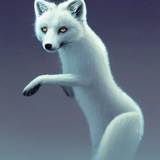 Image similar to elegant anthropomorphic arctic fox butler by artgerm, victo ngai, ryohei hase, artstation, highly detailed digital painting, smooth, global illumination, fantasy art by greg rutkowsky, karl spitzweg