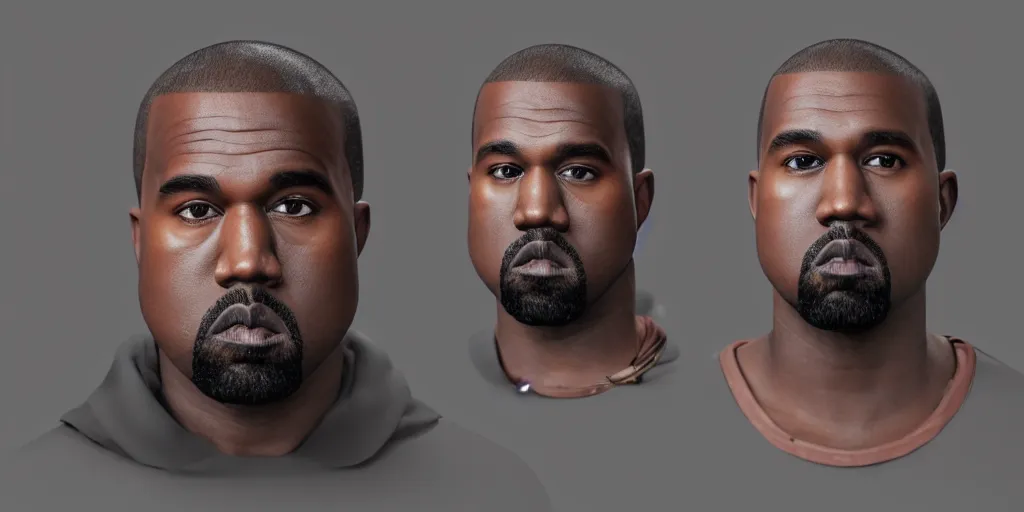 Prompt: kanye west in 3d, blender, octane render, 3d render, realistic, unreal engine, trending on sketchfab, studio light, 4k, 8k