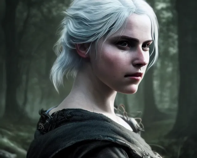 Prompt: 5 5 mm portrait photo of a real life ciri, in a magical forest. dark atmosphere. art by greg rutkowski. highly detailed 8 k. intricate. lifelike. soft light. nikon d 8 5 0.