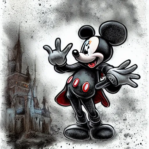 Prompt: Mickey mouse as a dark souls boss by David Park