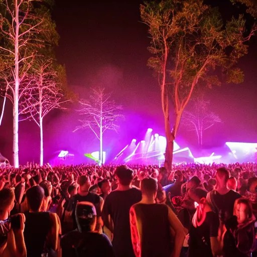Image similar to Techno festival in forest at night