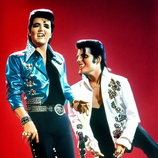 Prompt: elvis presley dacing with michael jackson