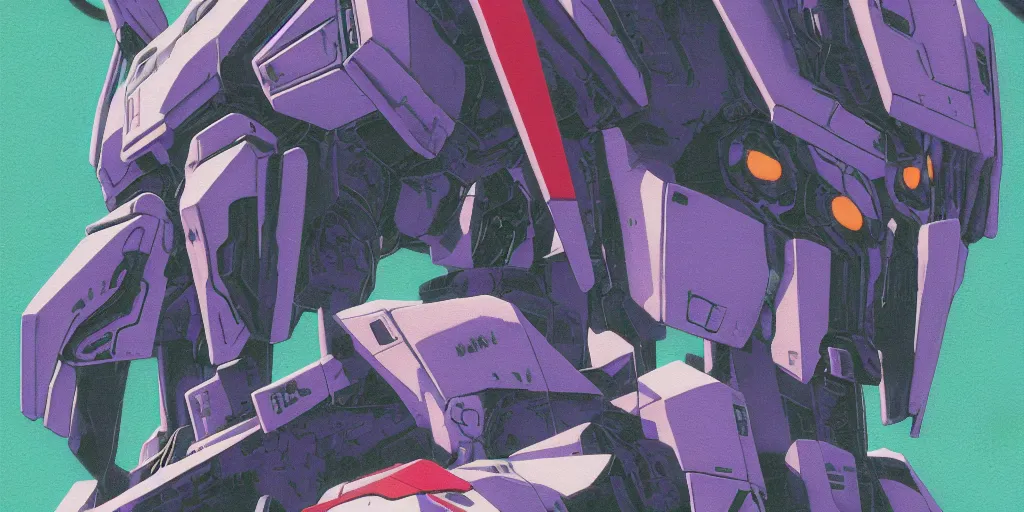 Prompt: risograph grainy painting of gigantic huge evangelion - like gundam mech face, black colors, with huge earrings and glasses with a lot of details and lasers, covered with plants, half - life 2 scene, by moebius and dirk dzimirsky and satisho kon, close - up wide portrait