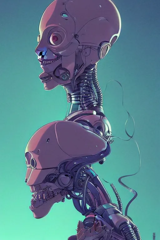 Image similar to a study of cell shaded protrait of female robot, llustration, post grunge, concept art by josan gonzales and wlop, by james jean, Victo ngai, David Rubín, Mike Mignola, Laurie Greasley, highly detailed, sharp focus, alien, Trending on Artstation, HQ, deviantart, art by artgem