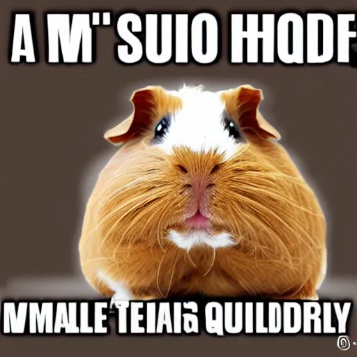 Image similar to a meme image of a guinea pig with text saying hello i'm a guinea pig