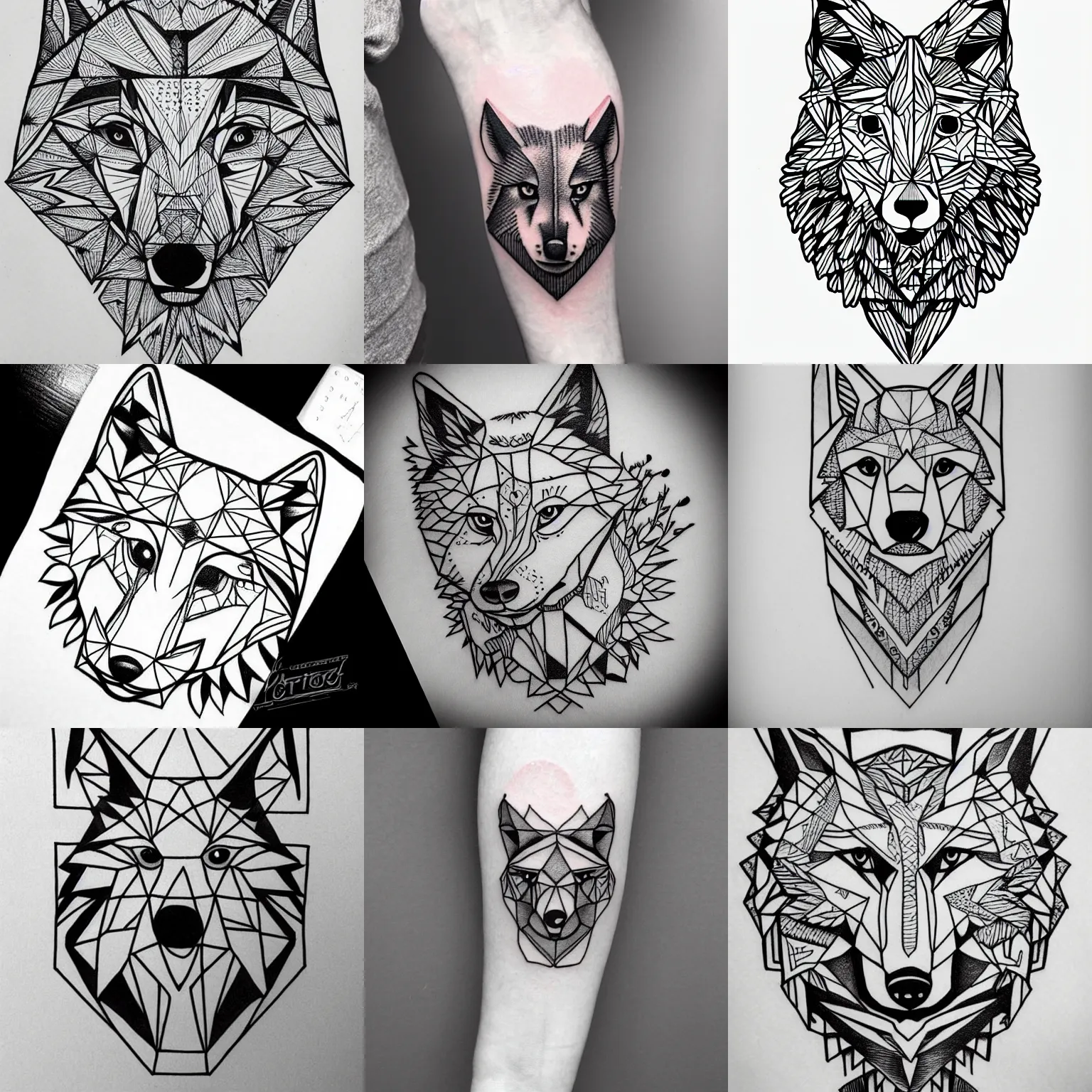 Black Geometric Wolf Moon Temporary Tattoos For Women Adult Men Warrior  Forest Compass Fake Tattoo Body Art Washable Tatoo Paper - AliExpress