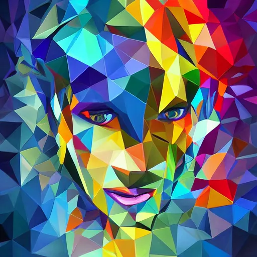 Prompt: 8 k award - winning art low poly digital painting bright passionate brash colorful