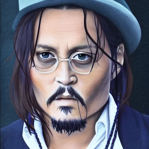 Image similar to (illustration) of ((Johnny Depp)), by ((Studio Ghibli)), 8k