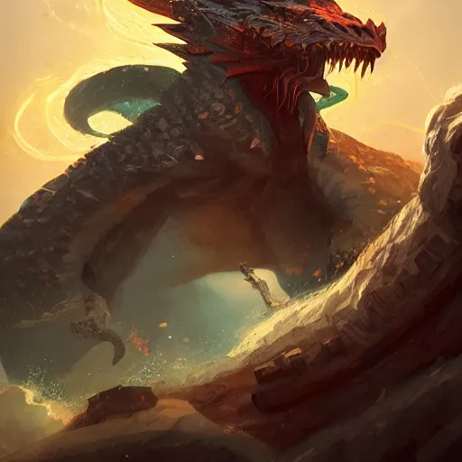 Image similar to The dragon of thunder with thunder sparkling on his body, epic fantasy style, in the style of Greg Rutkowski, hearthstone artwork