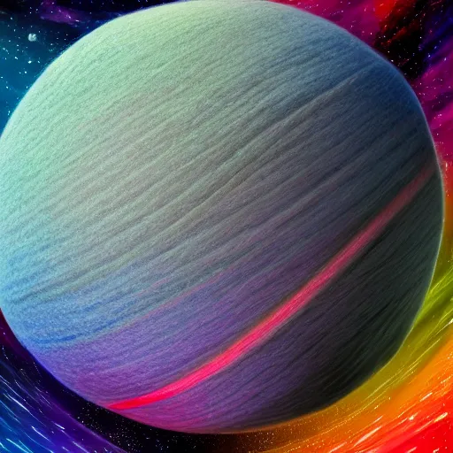 Prompt: colorful ball of yarn as a planet, nasa photo, portrait, intricate, 8 k highly professionally detailed, hdr, cgsociety