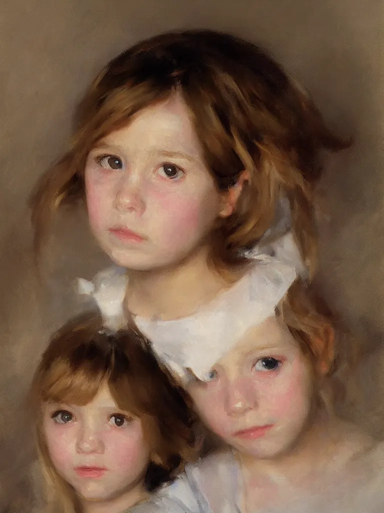 Prompt: beautiful portrait of a young girl by sargent and richard schmid, alla prima, juicy brush strokes, trending on cgsociety