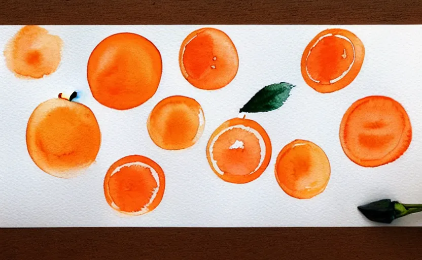 Image similar to minimalist watercolor art of oranges in the style of raissa oltmanns