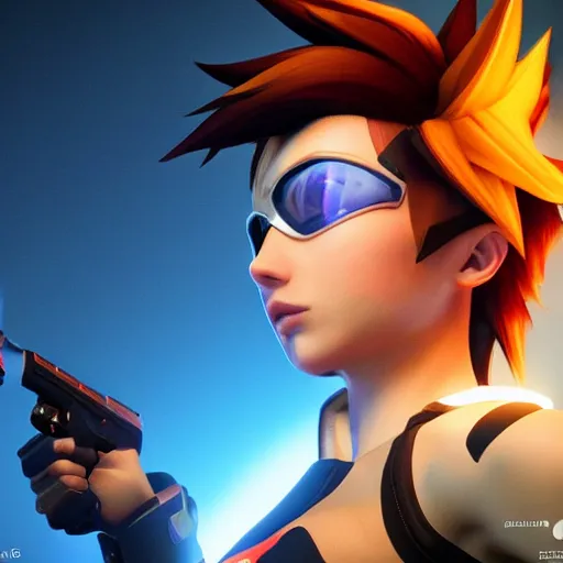 Image similar to realistic still of tracer, amazing details 8 k beautiful, ultra realistic, sharp focus, cinematic lightening, 8 k