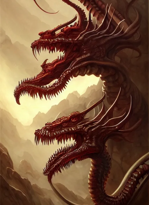 Prompt: painting of the hydra, d & d, gruesome, monstrous, classical, lovecraftian, satanic, fantasy, intricate, highly detailed, digital painting, artstation, concept art, smooth, sharp focus, illustration, art by artgerm and michelangelo and nicolas poussin