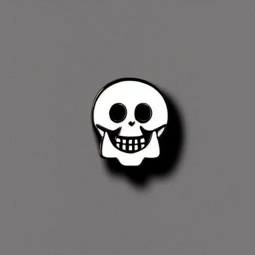 Prompt: a retro vintage minimalistic smiling skull with fire flame enamel pin, hd, concept art