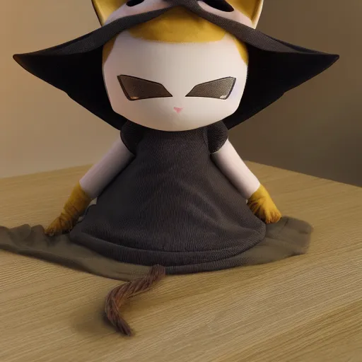 Image similar to cute fumo plush of a cat girl casting a summoning spell, witch, focus, vray