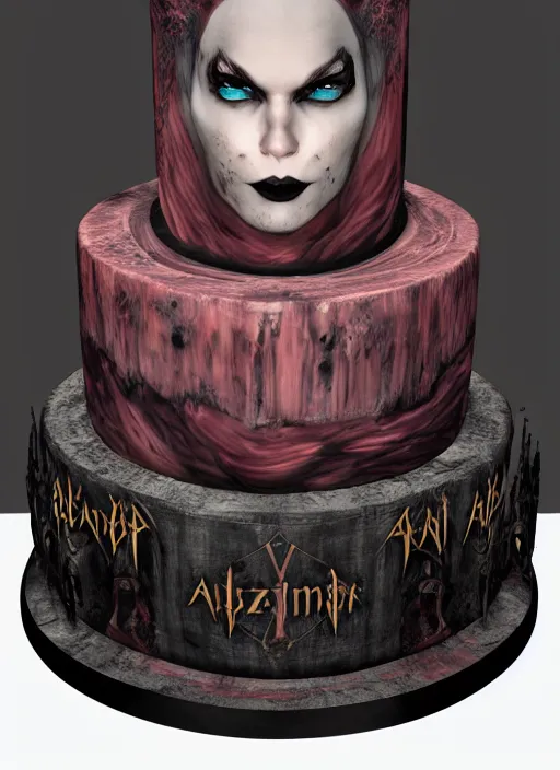 Prompt: a portrait of a gothic dark fantasy cake with wizards and valkyries on it, au naturel, hyper detailed, digital art, trending in artstation, cinematic lighting, studio quality, smooth render, unreal engine 5 rendered, octane rendered, art style by pixar dreamworks warner bros disney riot games.